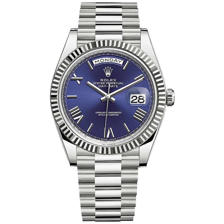 Rolex 1:1 Super Clone Day-Date 40 Presidential 228239 Fluted Bezel Blue Dial