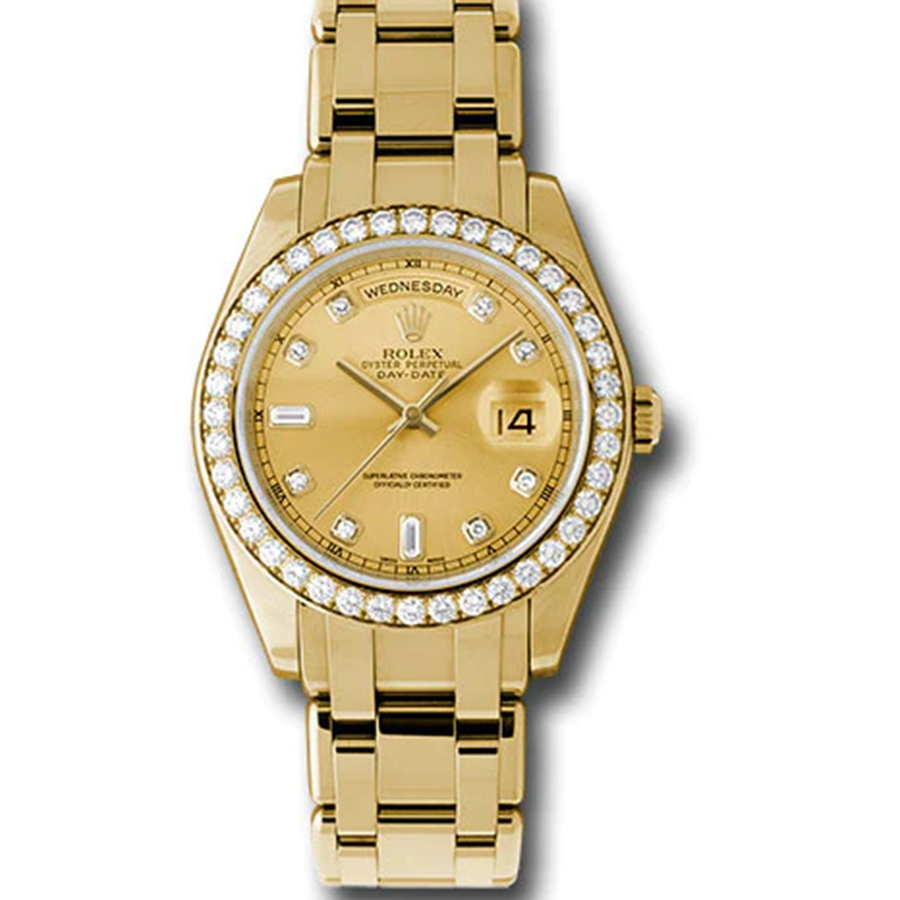 Rolex 1:1 Super Clone Day-Date Yellow Gold Masterpiece Champagne Diamond Dial Diamond Bezel 39mm 18948CHD