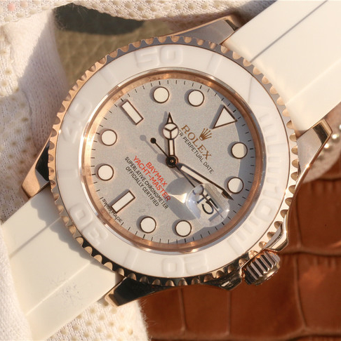 Rolex 1:1 Super Clone Yacht-Master 1 Baymax Rose Gold Mix White Rubber Strap 40mm
