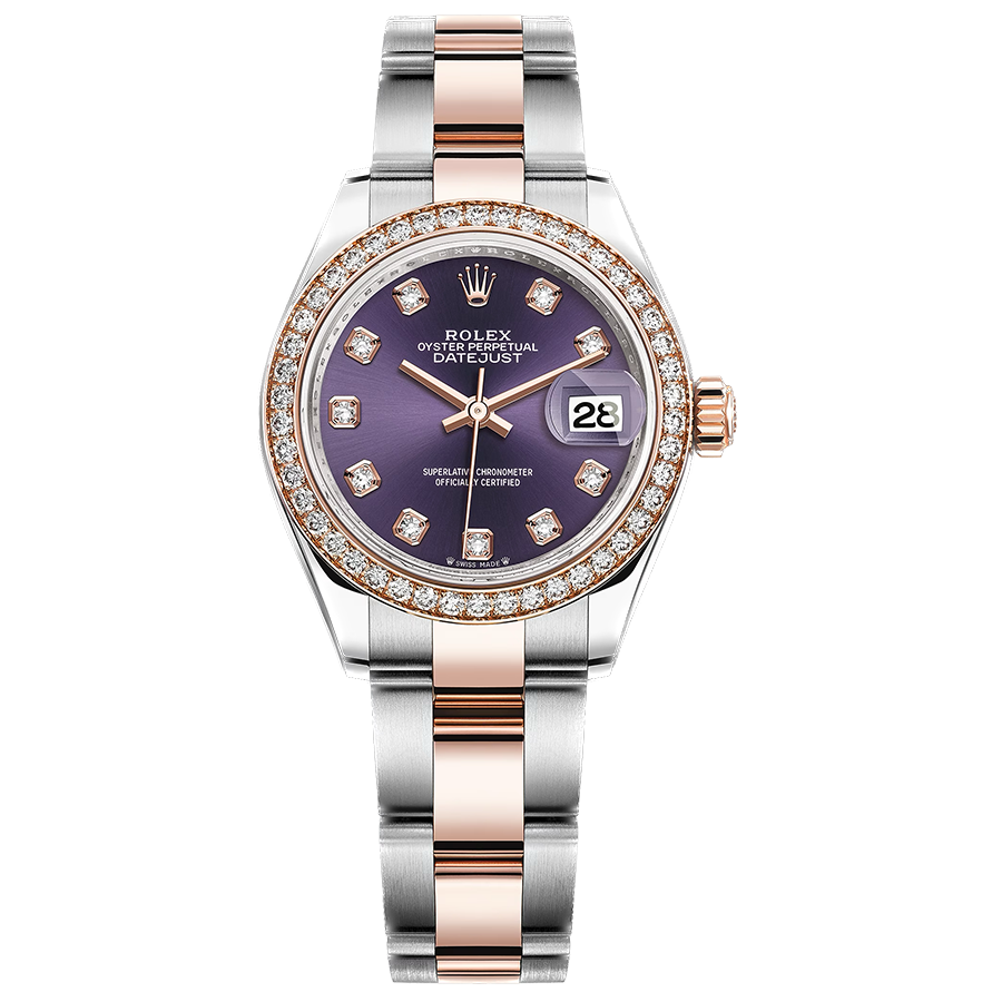 Rolex 1:1 Super Clone Lady-Datejust Purple Diamond Dial Diamond Bezel 28mm 279381RBR
