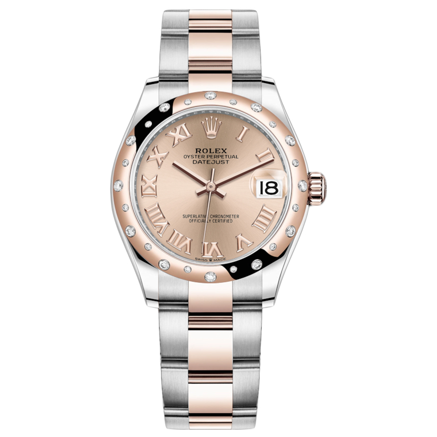 Rolex 1:1 Super Clone Datejust Rose Roman Numeral Dial Diamond-Set Bezel 31mm 278341RBR