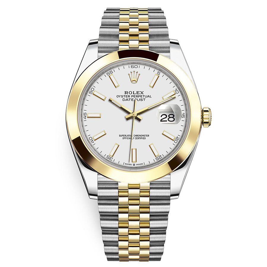 Rolex 1:1 Super Clone Datejust 41mm White Dial Smooth Bezel 126303