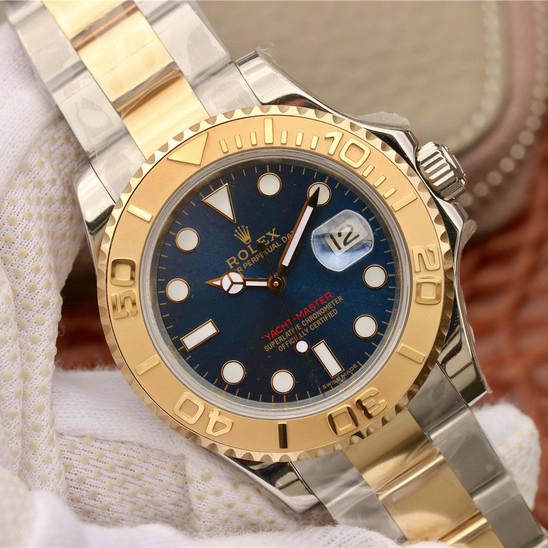 Rolex 1:1 Super Clone Yacht-Master 1 Goldmix ( Gold & Blue Dial ) Stainless Steel 40mm