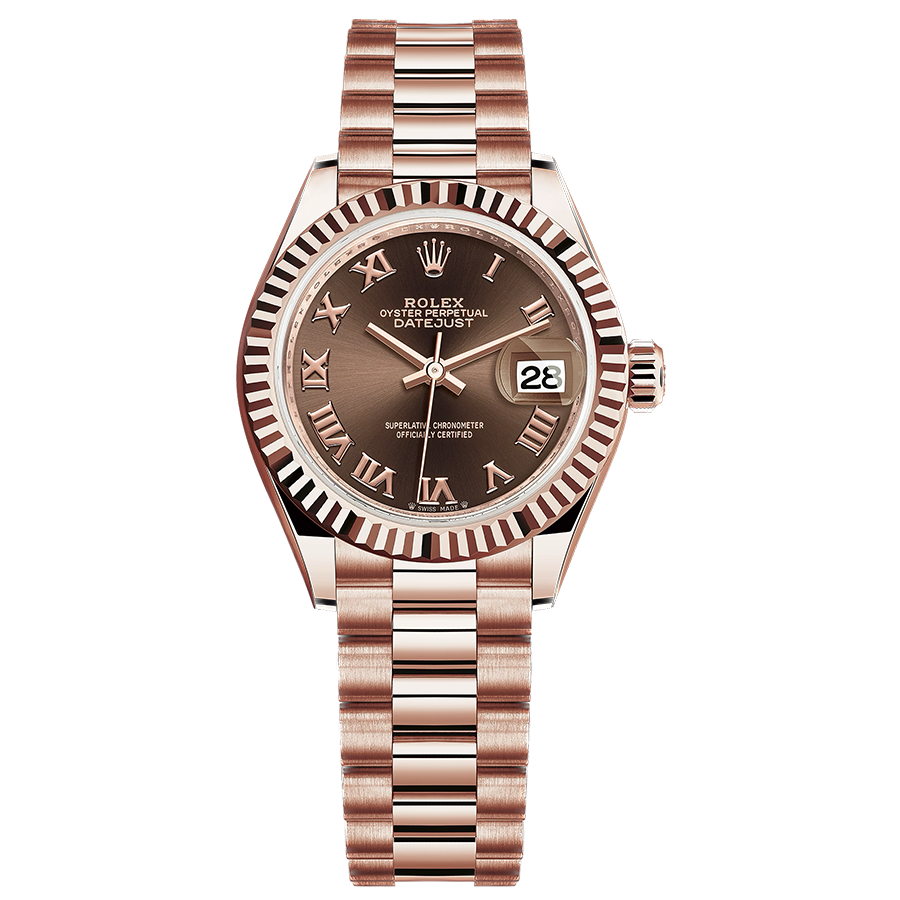Rolex 1:1 Super Clone Lady-Datejust Chocolate Roman Numeral Dial Fluted Bezel 28mm 279175