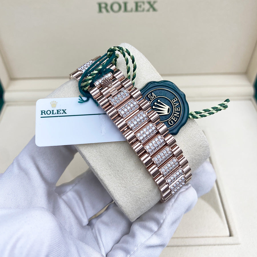 Rolex 1:1 Super Clone Day-Date 36mm Factory Diamond Setting Emerald Pave Diamond Dial 128345RBR
