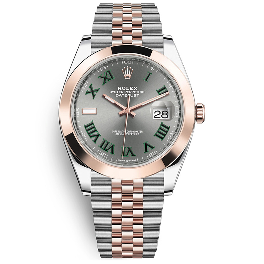 Rolex 1:1 Super Clone Datejust 41mm Slate Roman Numeral Dial Smooth Bezel 126301
