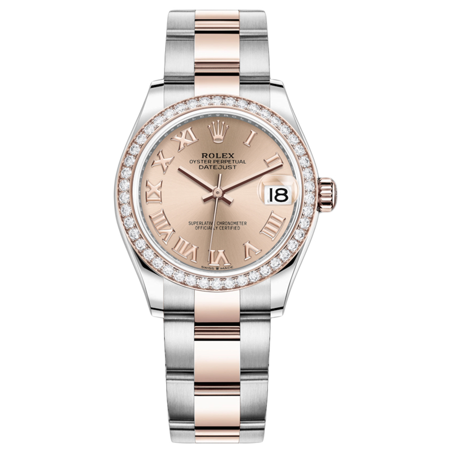 Rolex 1:1 Super Clone Datejust Rose Roman Numeral Dial Diamond Bezel 31mm 278381RBR