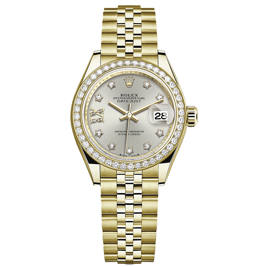 Rolex 1:1 Super Clone Lady-Datejust Silver Diamond Star Dial Diamond Bezel 28mm 279138RBR