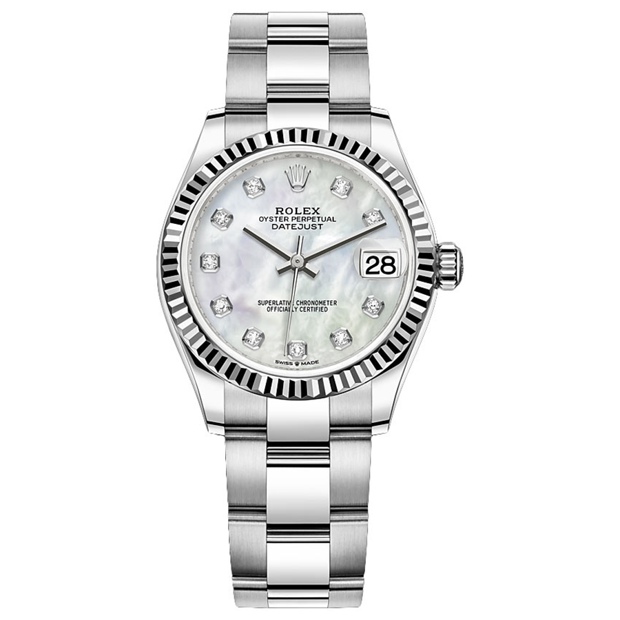 Rolex 1:1 Super Clone Datejust Mother Of Pearl Diamond Dial Fluted Bezel 31mm 278274