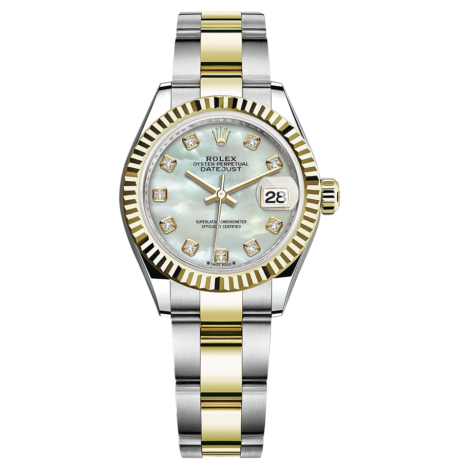 Rolex 1:1 Super Clone Lady-Datejust Mother Of Pearl Diamond Dial Fluted Bezel 28mm 279173