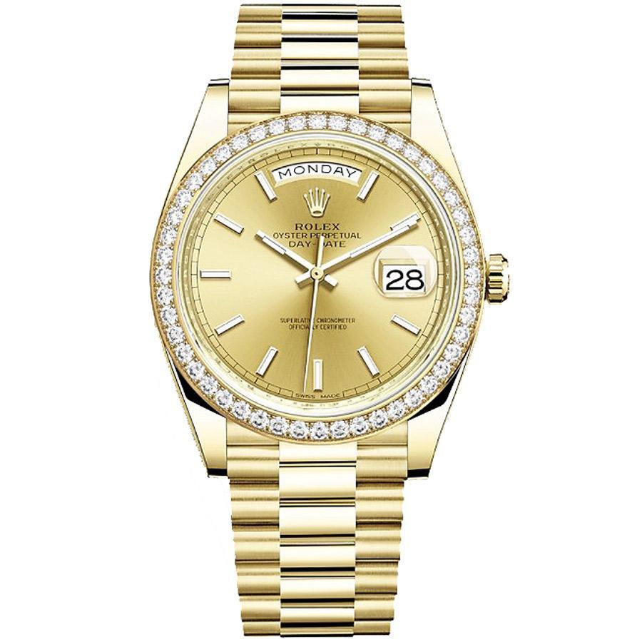 Rolex 1:1 Super Clone Day-Date 40 228348 Diamond Bezel Champagne Dial