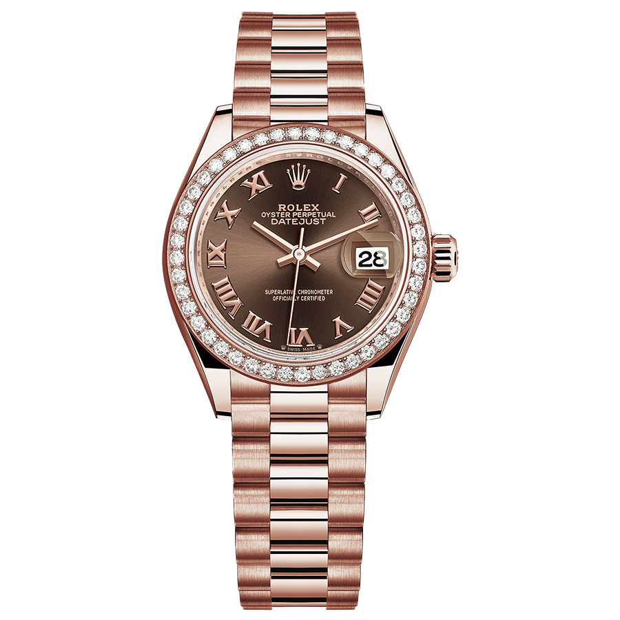 Rolex 1:1 Super Clone Lady-Datejust Chocolate Roman Numeral Dial Diamond Bezel 28mm 279135RBR