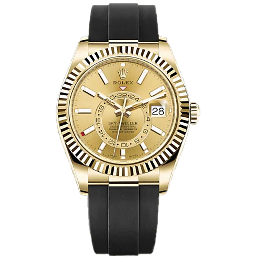 Rolex 1:1 Super Clone Sky-Dweller 42mm Oyster Flex 326238 Champagne Dial