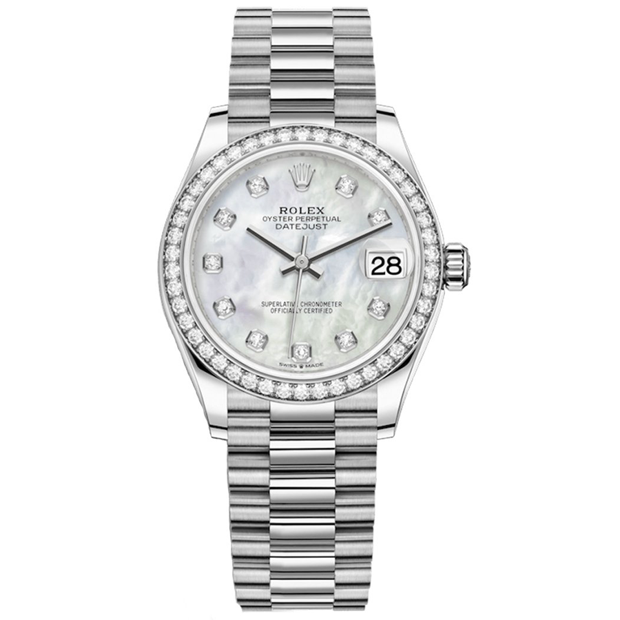 Rolex 1:1 Super Clone Datejust Mother Of Pearl Diamond Dial Diamond Bezel 31mm 278289RBR