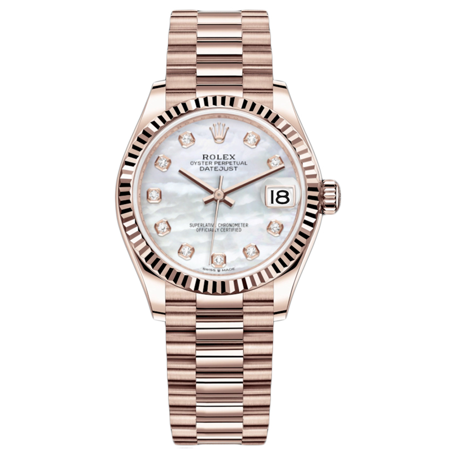 Rolex 1:1 Super Clone Datejust Mother Of Pearl Diamond Dial Fluted Bezel 31mm 278275