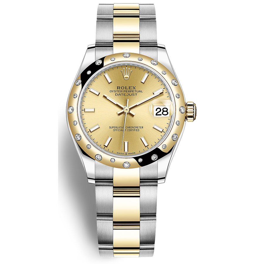 Rolex 1:1 Super Clone Datejust Champagne Dial Diamond-Set Bezel 31mm 278343RBR