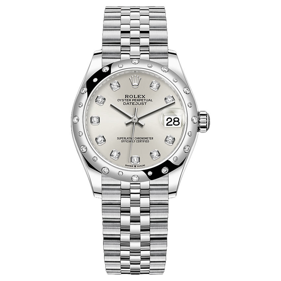Rolex 1:1 Super Clone Datejust Silver Diamond Dial Diamond-Set Bezel 31mm 278344RBR