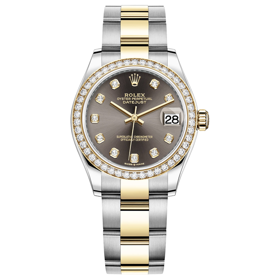 Rolex 1:1 Super Clone Datejust Dark Grey Diamond Dial Diamond Bezel 31mm 278383RBR