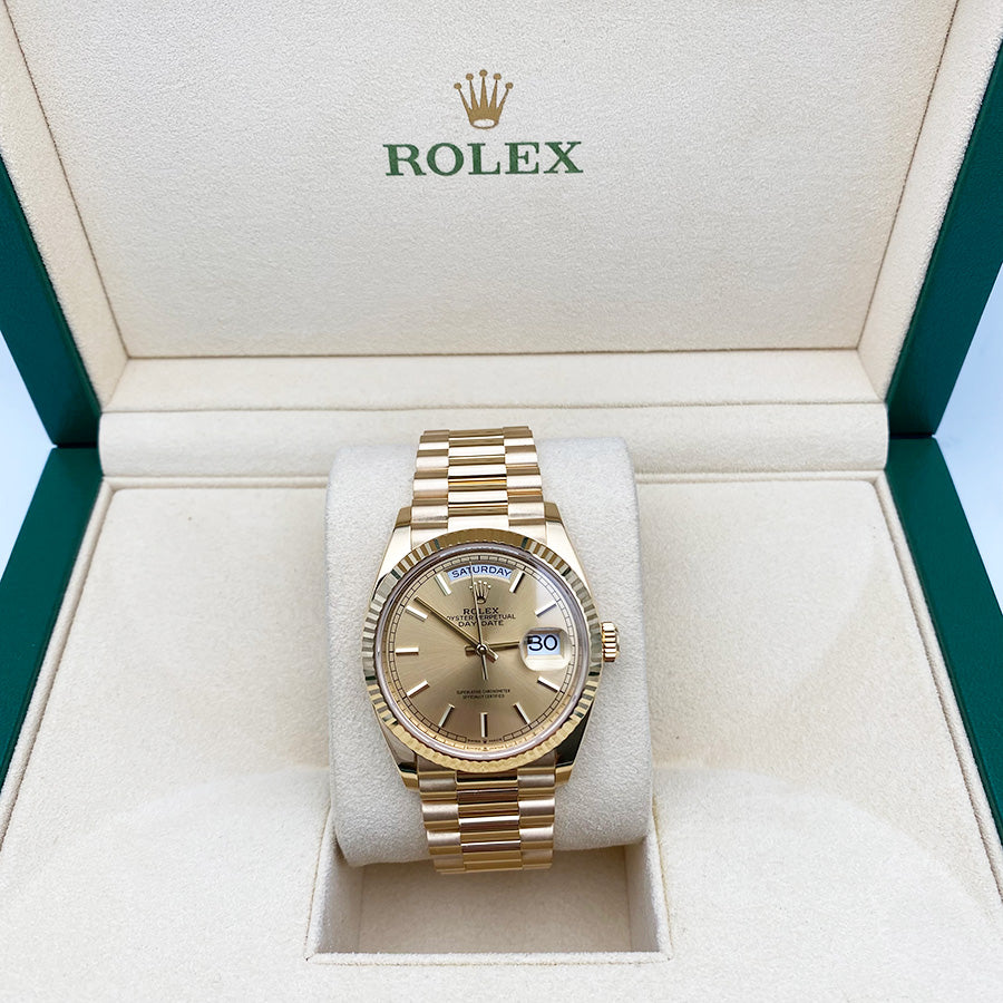 Rolex 1:1 Super Clone Day-Date 36mm Presidential 128238 Fluted Bezel Champagne Dial