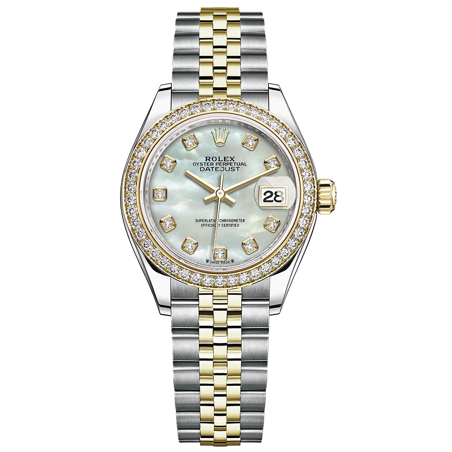 Rolex 1:1 Super Clone Lady-Datejust Mother Of Pearl Diamond Dial Diamond Bezel 28mm 279383RBR