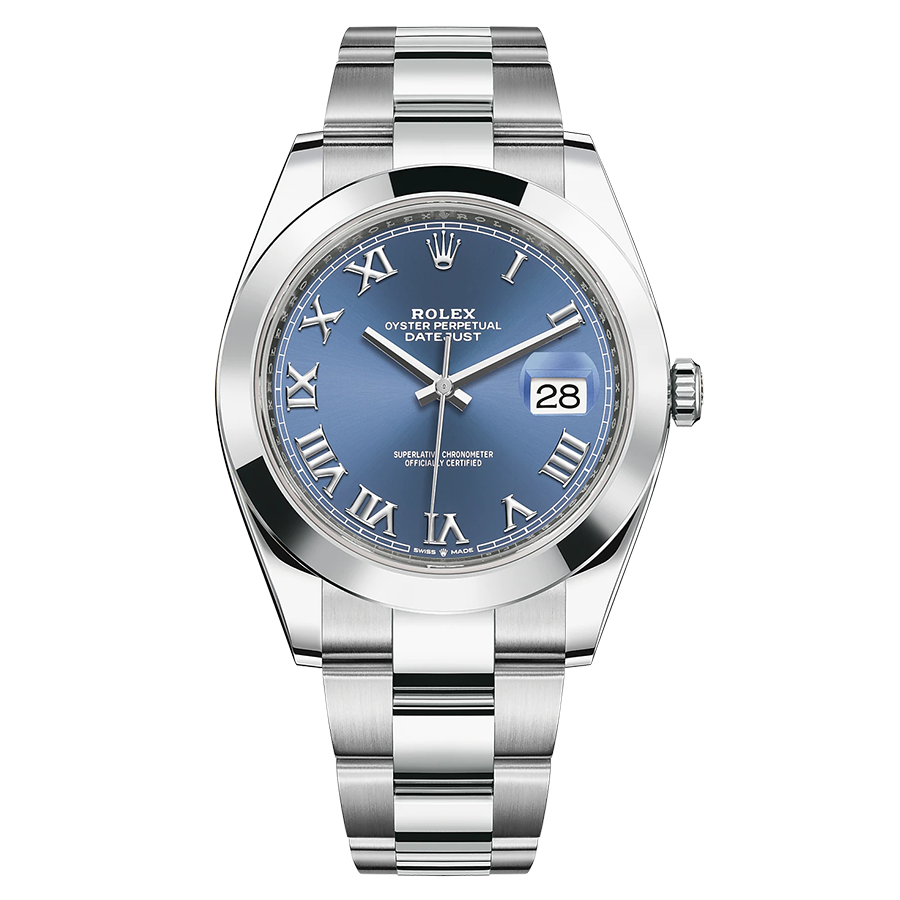 Rolex 1:1 Super Clone Datejust 41mm Azzurro Blue Dial Smooth Bezel 126300