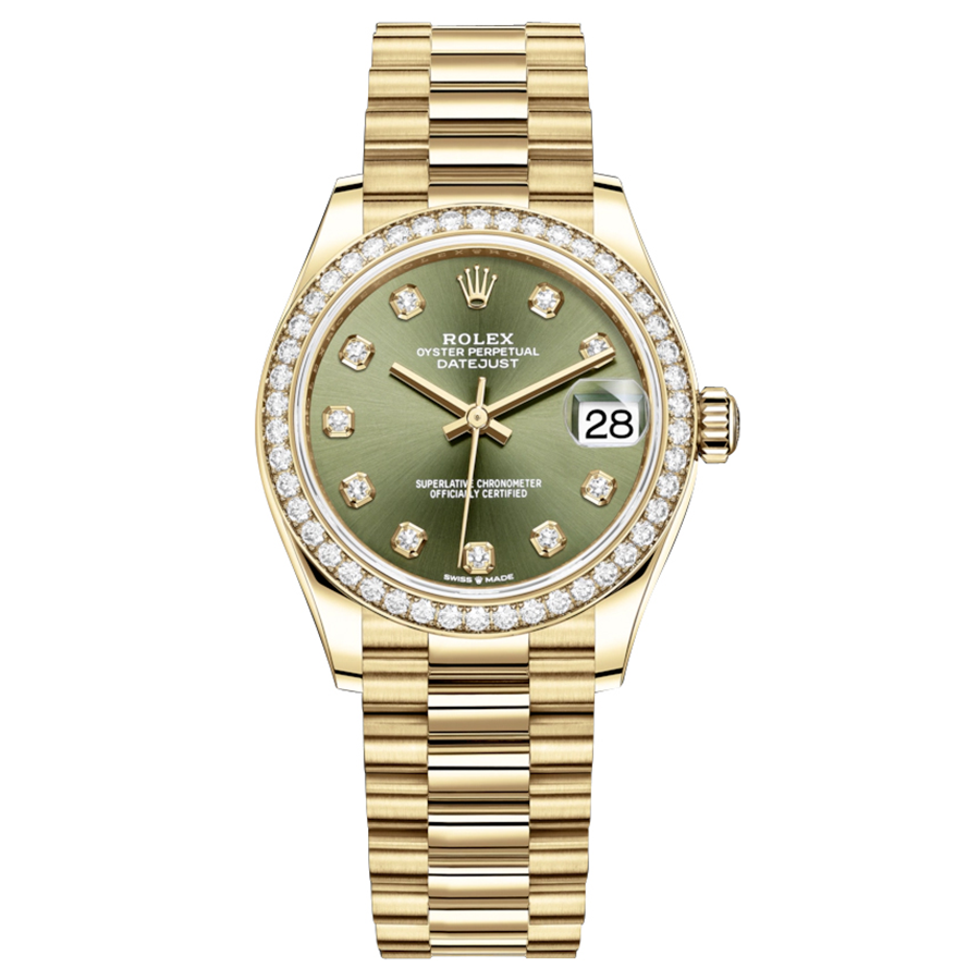 Rolex 1:1 Super Clone Datejust Olive Green Diamond Dial Diamond Bezel 31mm 278288RBR