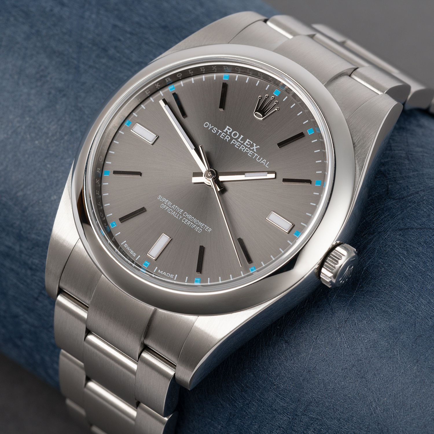 Rolex 1:1 Super Clone Oyster Perpetual 39mm Dark Rhodium Dial Watch 114300-0001