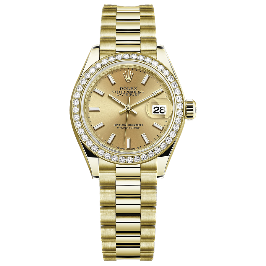 Rolex 1:1 Super Clone Lady-Datejust Champagne Dial Diamond Bezel 28mm 279138RBR