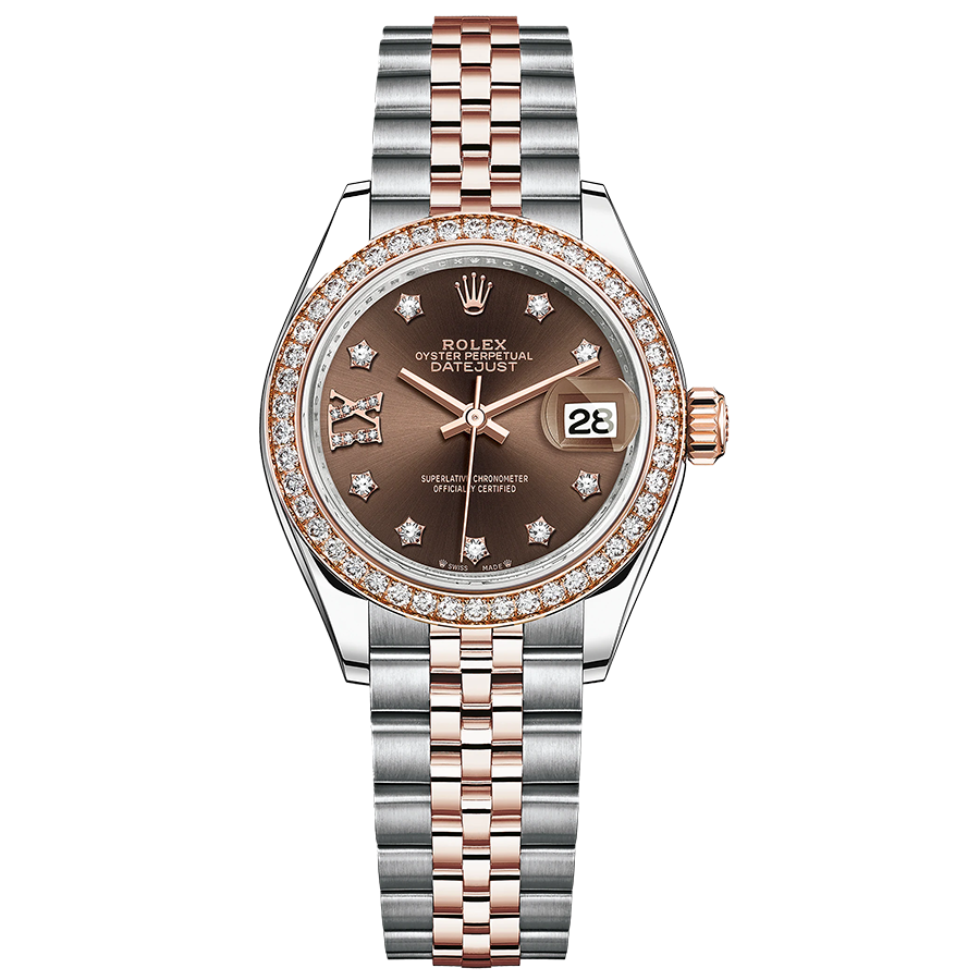 Rolex 1:1 Super Clone Lady-Datejust Chocolate Diamond Star Dial Diamond Bezel 28mm 279381RBR