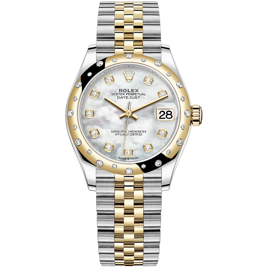 Rolex 1:1 Super Clone Datejust Mother Of Pearl Diamond Dial Diamond-Set Bezel 31mm 278343RBR