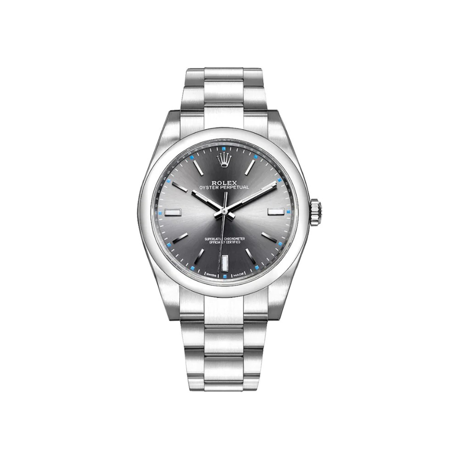Rolex 1:1 Super Clone Oyster Perpetual 39mm Dark Rhodium Dial Watch 114300-0001