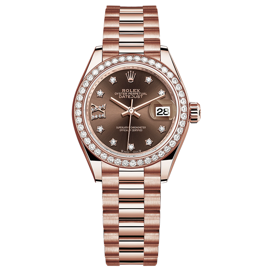Rolex 1:1 Super Clone Lady-Datejust Chocolate Diamond Star Dial Diamond Bezel 28mm 279135RBR