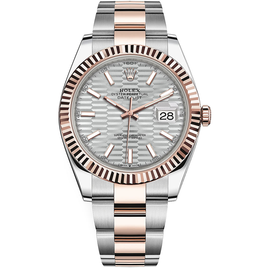 Rolex 1:1 Super Clone Datejust 41mm Silver, Fluted Motif Dial Fluted Bezel 126331
