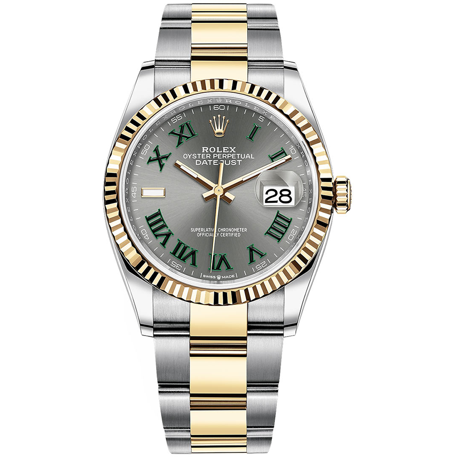 Rolex 1:1 Super Clone Datejust Silver Roman Numeral Dial Fluted Bezel 36mm 126233