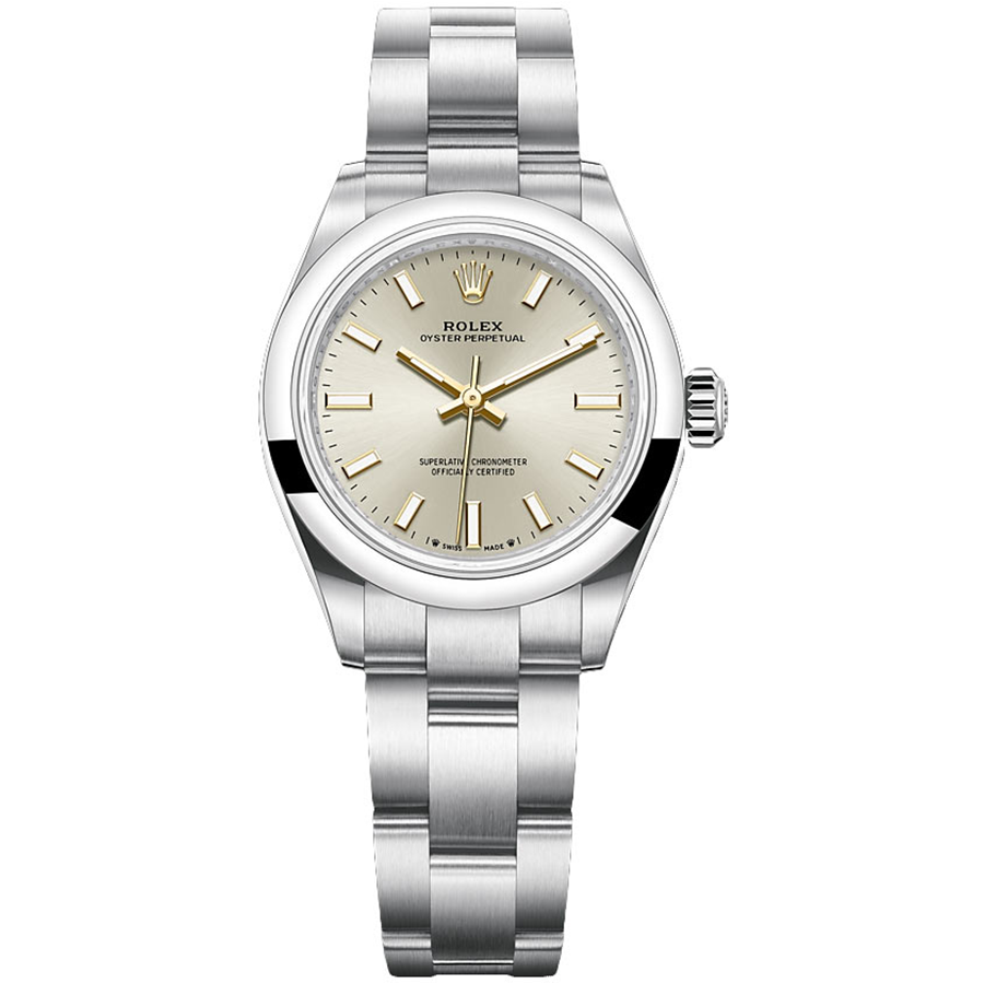 Rolex 1:1 Super Clone Oyster Perpetual Silver Dial Domed Bezel 28mm 276200