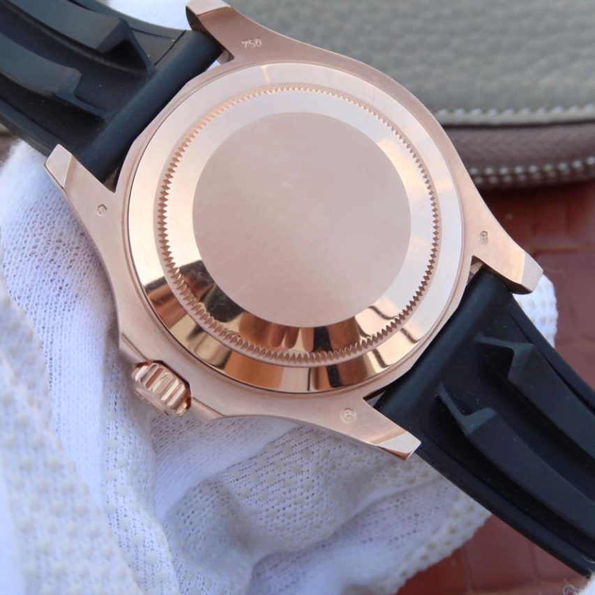 Rolex 1:1 Super Clone Yacht-Master 1 Golden Diamond Bezel Black Dial Rubber Strap 40mm