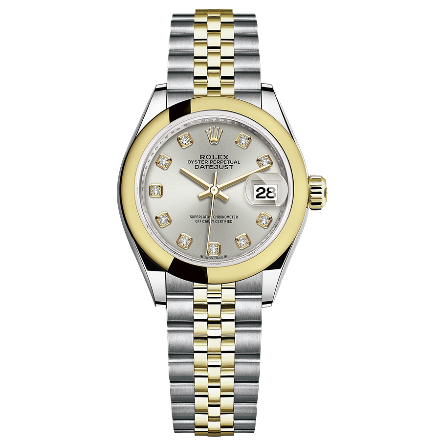 Rolex 1:1 Super Clone Lady-Datejust Silver Diamond Dial Domed Bezel 28mm 279163