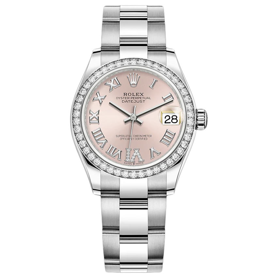 Rolex 1:1 Super Clone Datejust Pink Diamond Roman Numeral Dial Diamond Bezel 31mm 278384RBR