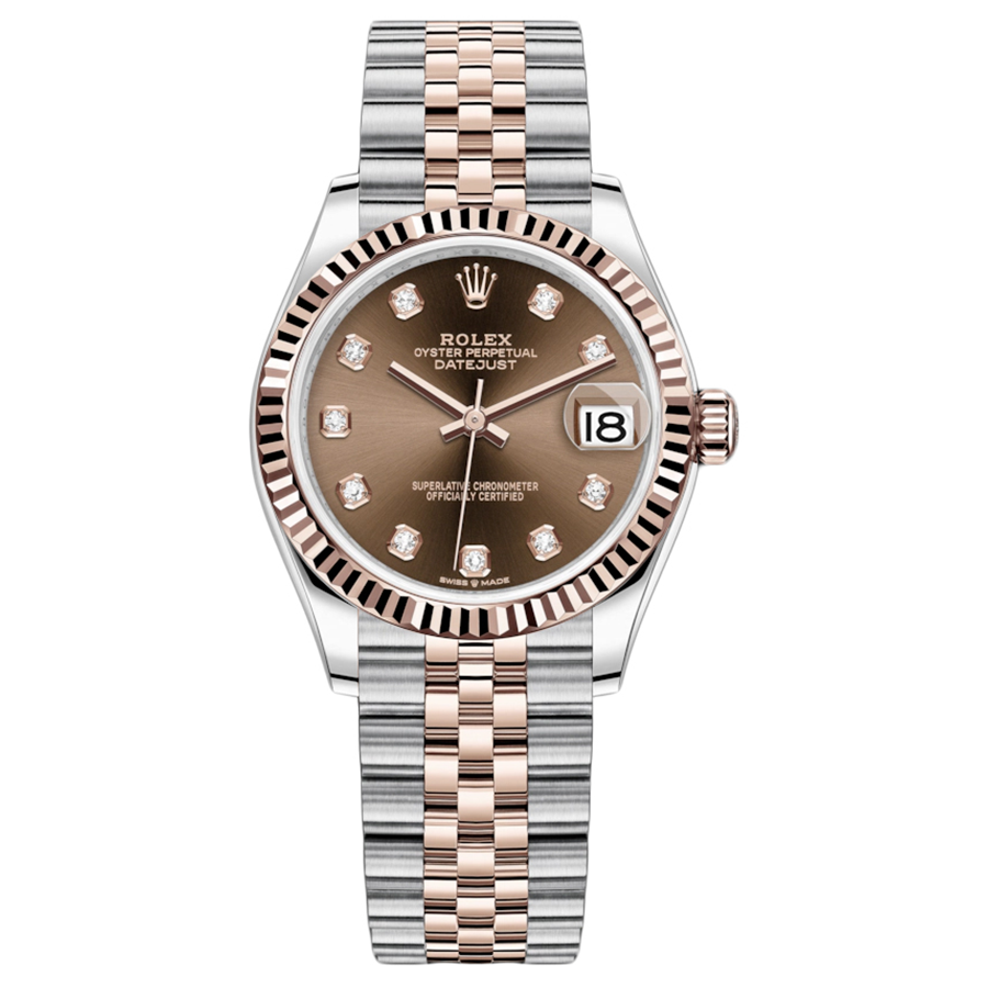 Rolex 1:1 Super Clone Datejust Chocolate Diamond Dial Fluted Bezel 31mm 278271