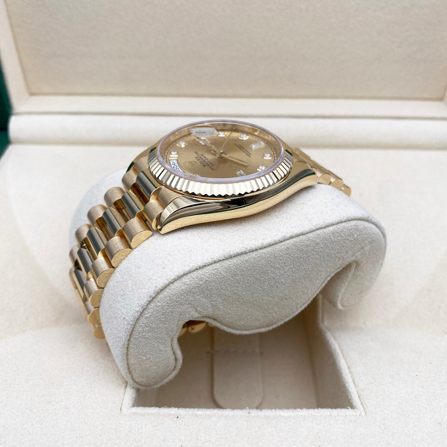 Rolex 1:1 Super Clone Day-Date 36mm Presidential 128238 Fluted Bezel Champagne Diamond Dial