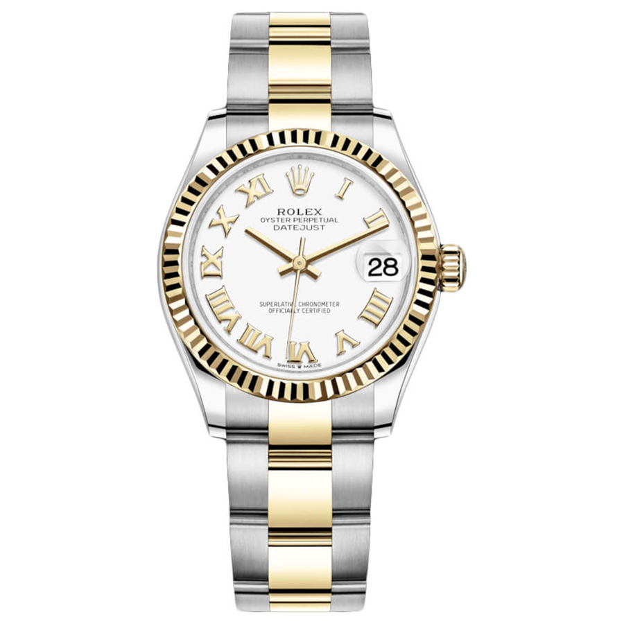 Rolex 1:1 Super Clone Datejust White Roman Numeral Dial Fluted Bezel 31mm 278273