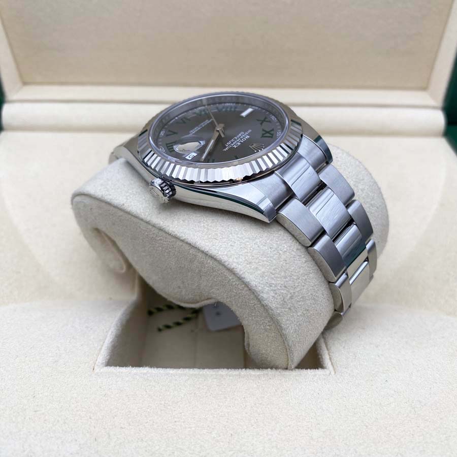 Rolex 1:1 Super Clone Datejust 41mm Slate Roman Numeral Dial Fluted Bezel 126334