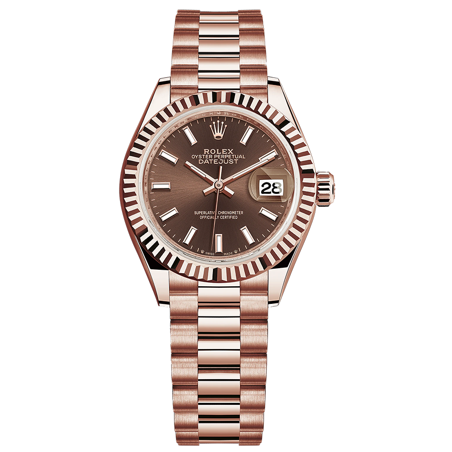 Rolex 1:1 Super Clone Lady-Datejust Chocolate Dial Fluted Bezel 28mm 279175
