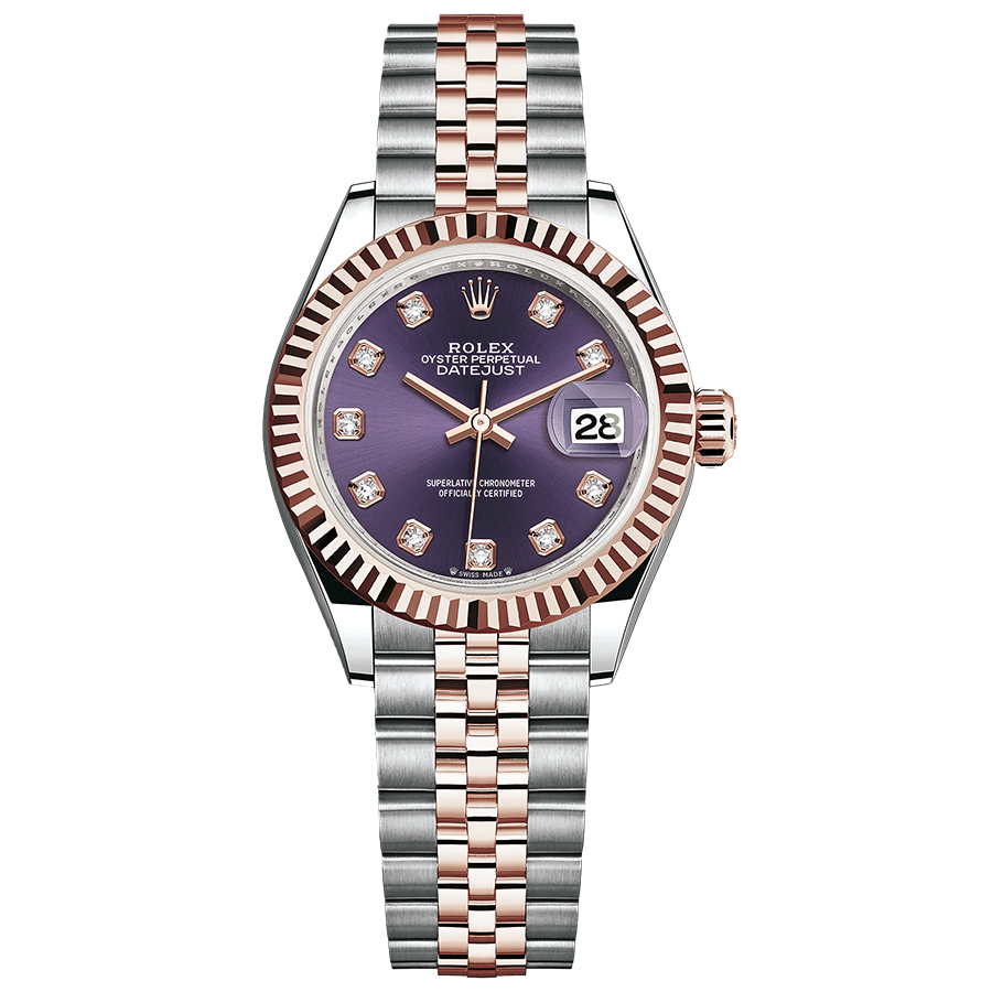 Rolex 1:1 Super Clone Lady-Datejust Purple Diamond Dial Fluted Bezel 28mm 279171