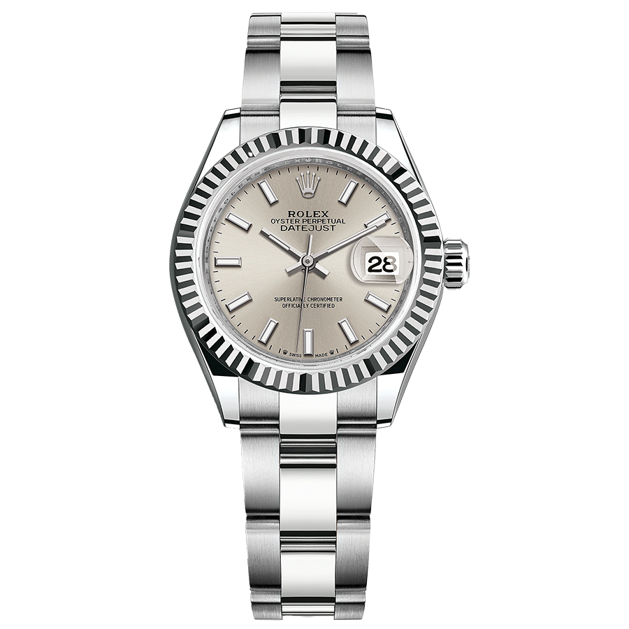 Rolex 1:1 Super Clone Lady-Datejust Silver Dial Fluted Bezel 28mm 279174