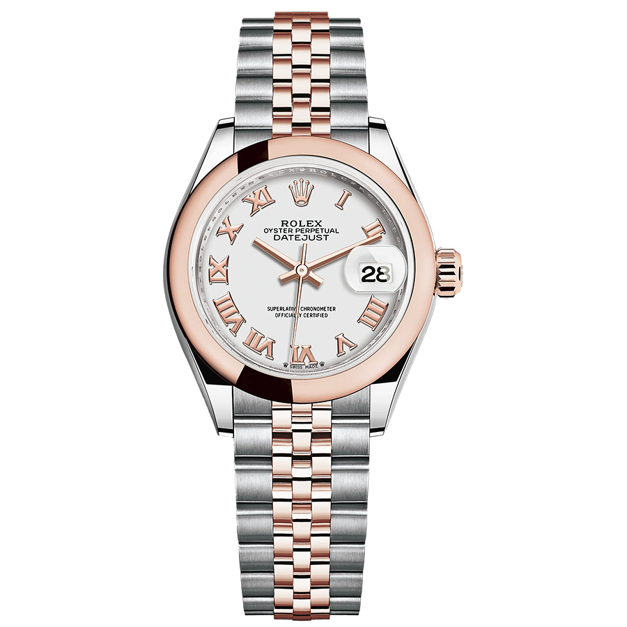 Rolex 1:1 Super Clone Lady-Datejust White Roman Numeral Dial Domed Bezel 28mm 279161