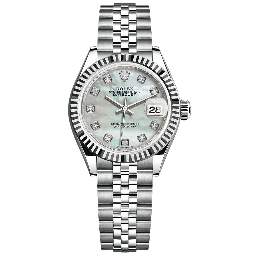 Rolex 1:1 Super Clone Lady-Datejust Mother Of Pearl Diamond Dial Fluted Bezel 28mm 279174