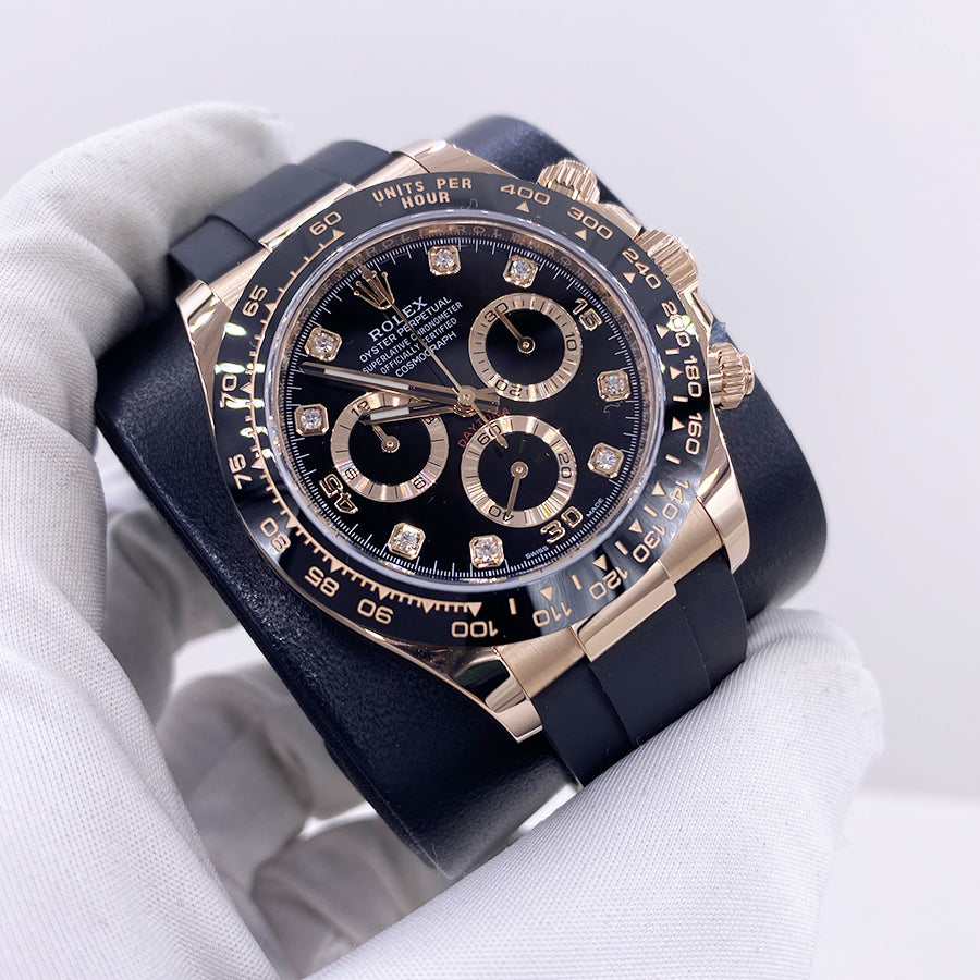Rolex 1:1 Super Clone Daytona 40mm Oyster Flex 116515LN Black Diamond Dial