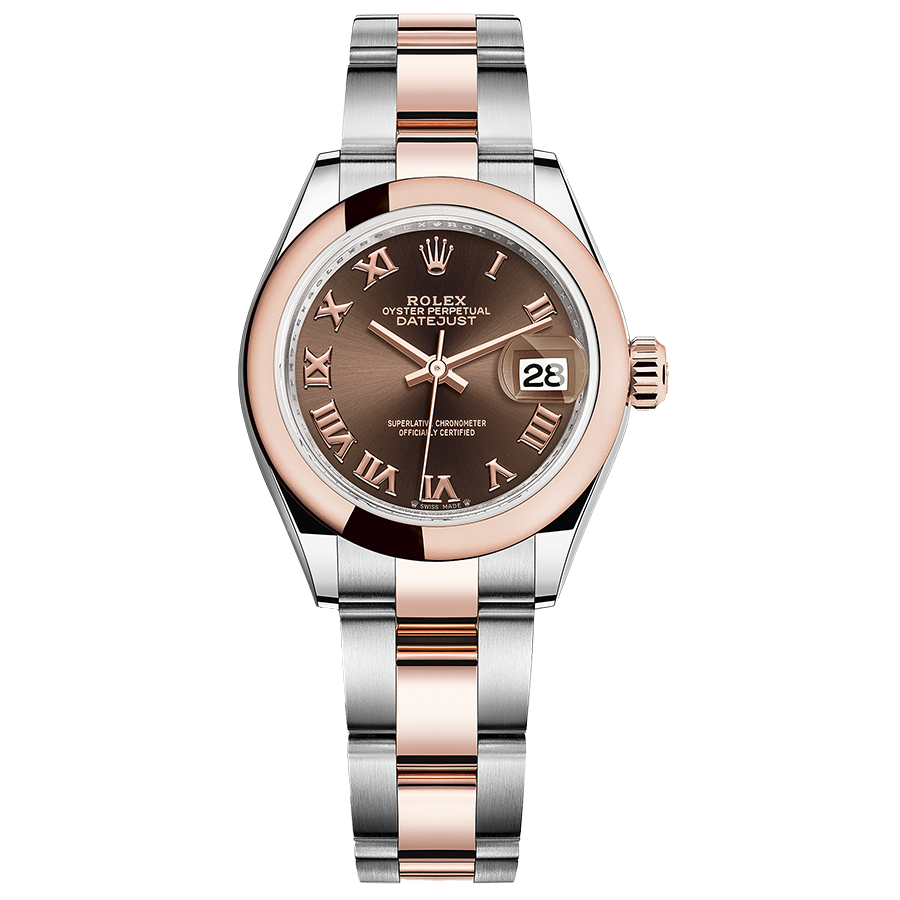 Rolex 1:1 Super Clone Lady-Datejust Chocolate Roman Numeral Dial Domed Bezel 28mm 279161