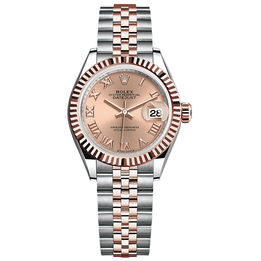 Rolex 1:1 Super Clone Lady-Datejust Rose Roman Numeral Dial Fluted Bezel 28mm 279171